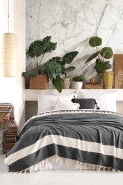 L'essentiel linge de maison Manta doble piqué Negra 200 x 230 cm
